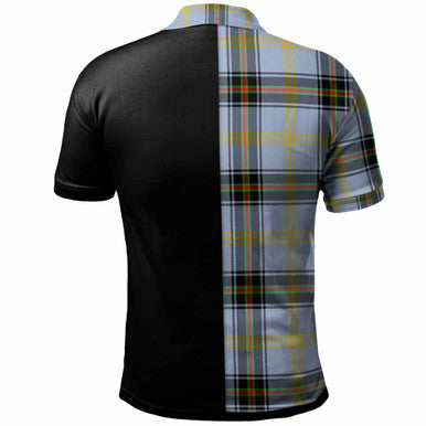 Scottish Bell Clan Crest Tartan Polo Shirt - Half in Me Back Side Tartan Plaid