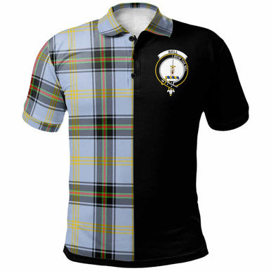 Scottish Bell Clan Crest Tartan Polo Shirt - Half in Me Front Side Tartan Plaid