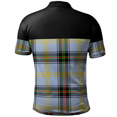 Scottish Bell Clan Crest Tartan Polo Shirt - Horizontal Style Back Side Tartan Plaid