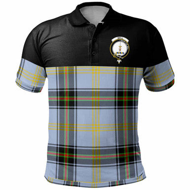 Scottish Bell Clan Crest Tartan Polo Shirt - Horizontal Style Front Side Tartan Plaid
