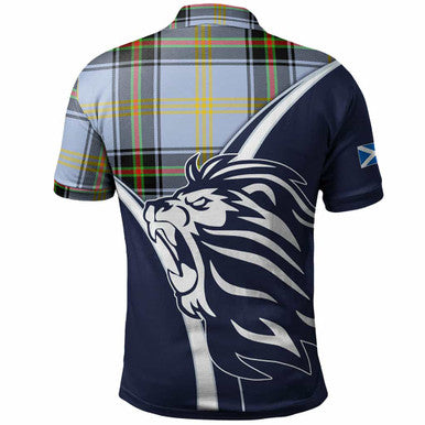 Scottish Bell Clan Crest Tartan Polo Shirt - Scottish Flag With Lion Back Side Tartan Plaid