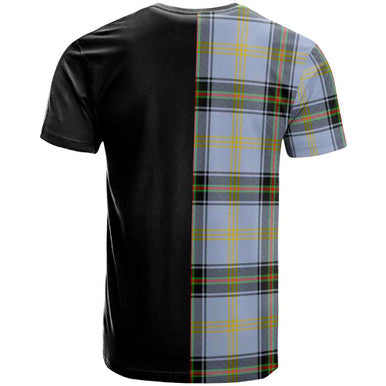 Scottish Bell Clan Crest Tartan T-Shirt Half in Me Back Side Tartan Plaid