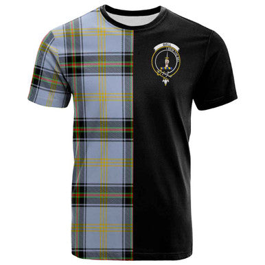 Scottish Bell Clan Crest Tartan T-Shirt Half in Me Front Side Tartan Plaid
