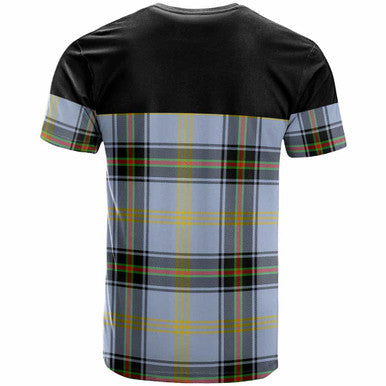 Scottish Bell Clan Crest Tartan T-Shirt - Horizontal Style Back Side Tartan Plaid