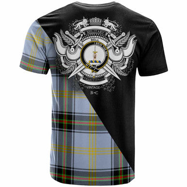 Scottish Bell Clan Crest Tartan T-Shirt - Military Logo Back Side Tartan Plaid