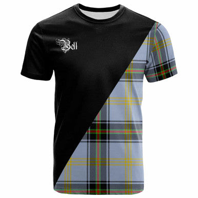Scottish Bell Clan Crest Tartan T-Shirt - Military Logo Front Side Tartan Plaid