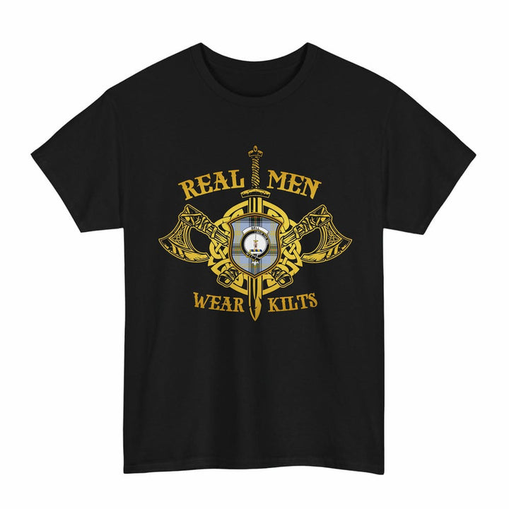 Scottish Bell Clan Crest Tartan T-Shirt Real Men Wear Kilts Tartan Plaid Black Color