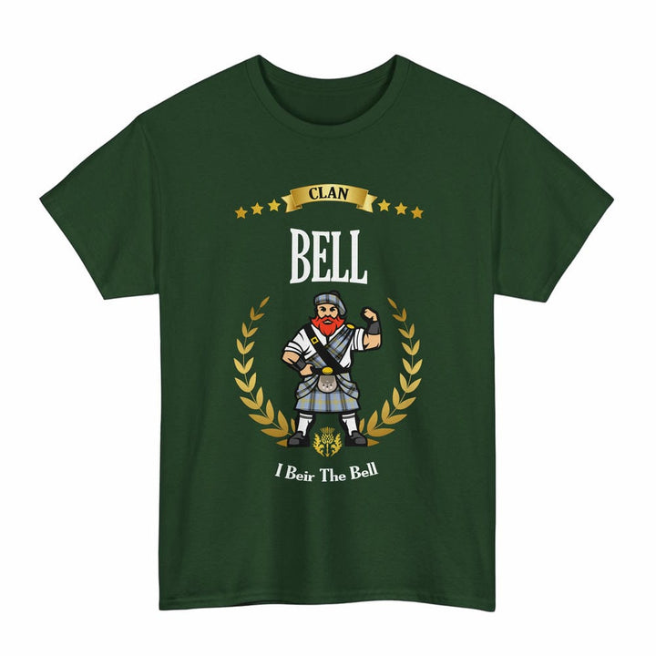 Scottish Bell Clan Tartan T-Shirt - Motto Scotsman Tartan Plaid Forest Green Color