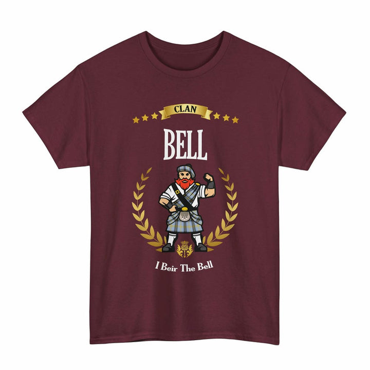 Scottish Bell Clan Tartan T-Shirt - Motto Scotsman Tartan Plaid Maroon Color