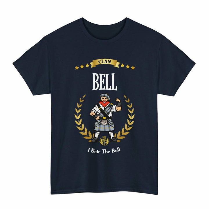 Scottish Bell Clan Tartan T-Shirt - Motto Scotsman Tartan Plaid Navy Color