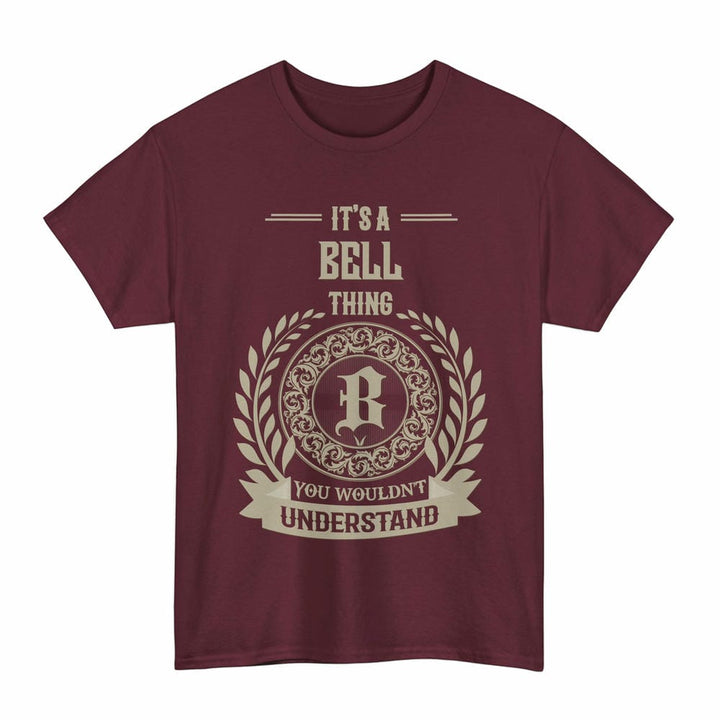 Scottish Bell Clan Tartan T-Shirt - Vintage Family Name Tartan Plaid Maroon Color