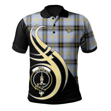Scottish Bell of The Borders Clan Crest Tartan Polo Shirt Believe in Me Front Side Tartan Plaid