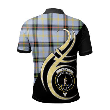 Scottish Bell of The Borders Clan Crest Tartan Polo Shirt Believe in Me Back Side Tartan Plaid