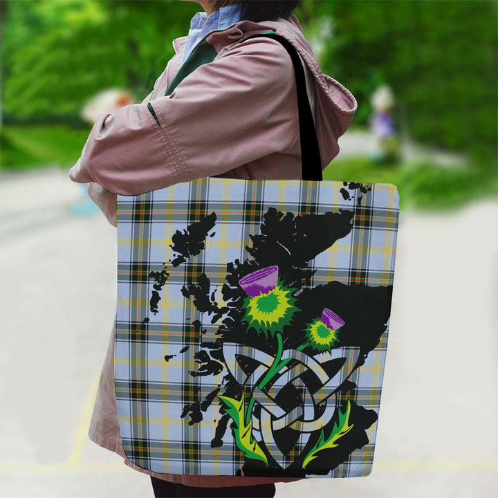 Scottish Bell of the Borders Clan Tartan Canvas Bag With Shoulder Strap With Thistle Tartan Plaid 2