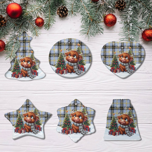 Scottish Bell of the Borders Clan Tartan Ceramic Ornament Cute Highland Cow Christmas All Style Tartan Plaid
