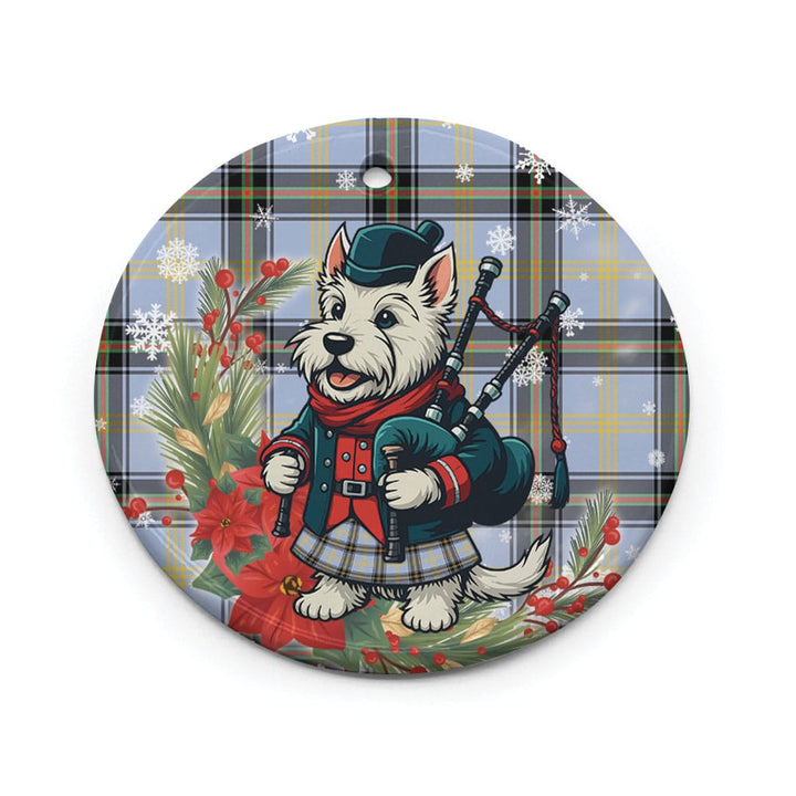 Scottish Bell of the Borders Clan Tartan Ceramic Ornament Cute Scottish Terrier Dog Circle Style Tartan Plaid