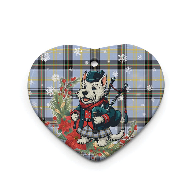 Scottish Bell of the Borders Clan Tartan Ceramic Ornament Cute Scottish Terrier Dog Heart Style Tartan Plaid