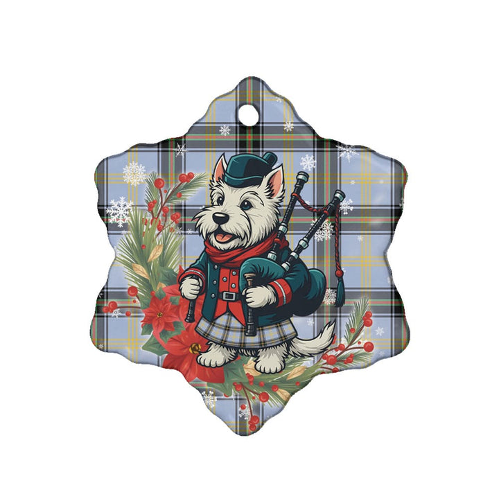 Scottish Bell of the Borders Clan Tartan Ceramic Ornament Cute Scottish Terrier Dog Snow Flake Style Tartan Plaid