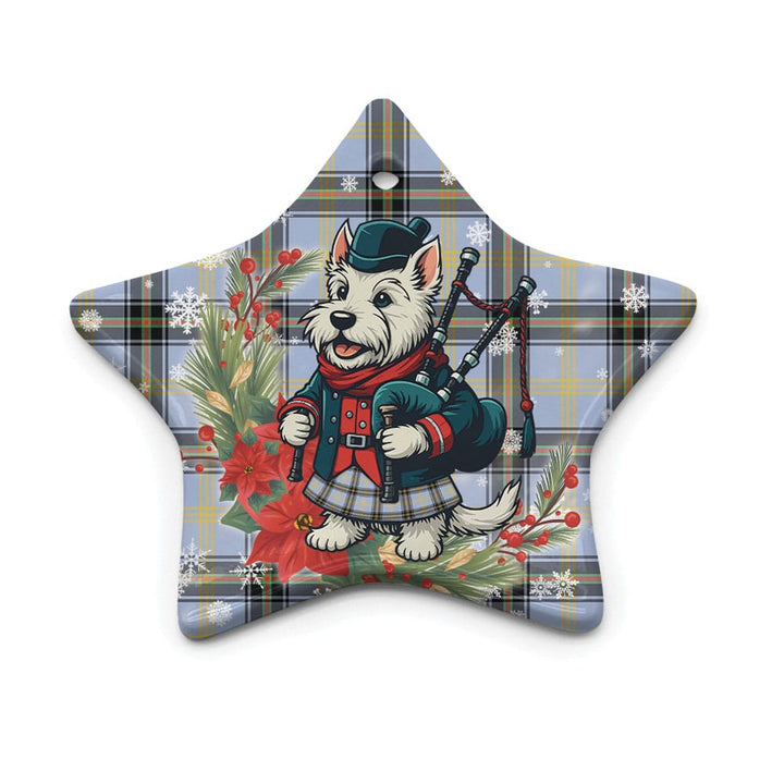 Scottish Bell of the Borders Clan Tartan Ceramic Ornament Cute Scottish Terrier Dog Star Style Tartan Plaid