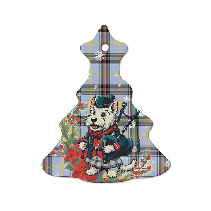 Scottish Bell of the Borders Clan Tartan Ceramic Ornament Cute Scottish Terrier Dog Tree Style Tartan Plaid