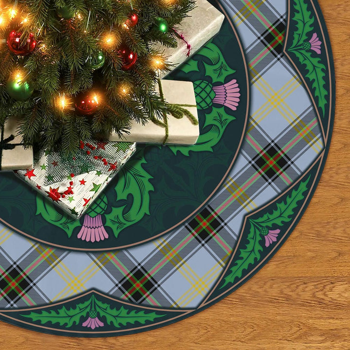 Scottish Bell of the Borders Clan Tartan Christmas Tree Skirt Old Scottish Thistle Flower No Tassels Tartan Plaid 2