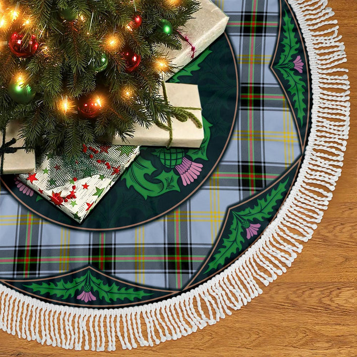 Scottish Bell of the Borders Clan Tartan Christmas Tree Skirt Old Scottish Thistle Flower Tassels Tartan Plaid 2