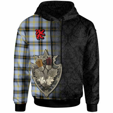 Scottish Bell of the Borders Clan Tartan Hoodie - Half Thistle Flowers Celtic Design Front Side Tartan Plaid