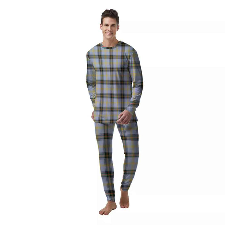 Scottish Bell of the Borders Clan Tartan Pajama Set  Men Front Side Tartan Plaid