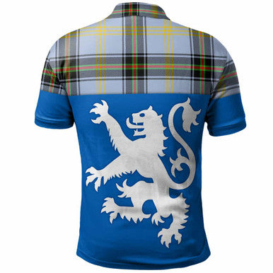 Scottish Bell of the Borders Clan Tartan Polo Shirt - Lion Rampant of Scotland With Flag Back Side Tartan Plaid