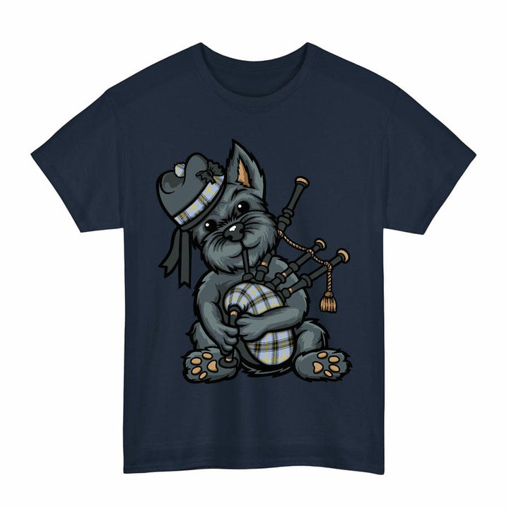 Scottish Bell of the Borders Clan Tartan Terrier Bagpipes T-Shirt Tartan Plaid Navy Color