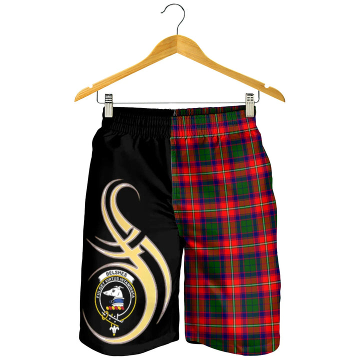 Scottish Belshes Clan Crest Tartan Believe in Me Men's Shorts