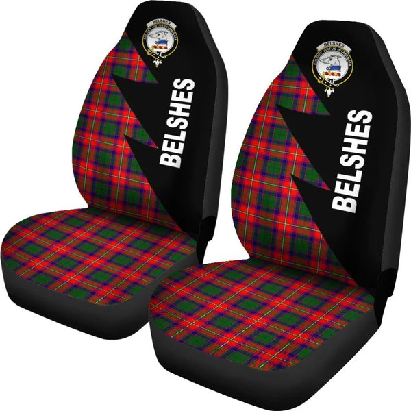 Scottish Belshes Clan Crest Tartan Car Seat Covers - Flash Style 2