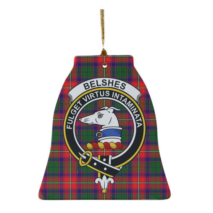 Scottish Belshes Clan Crest Tartan Ceramic Ornament Bell Shape Tartan Plaid