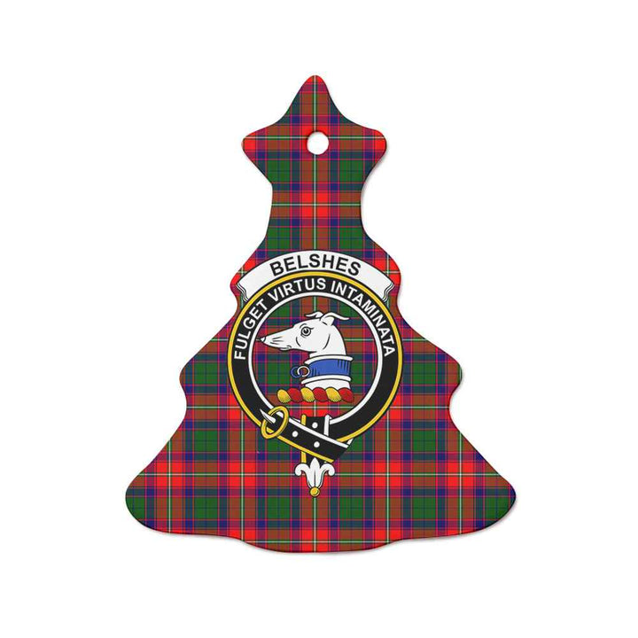 Scottish Belshes Clan Crest Tartan Ceramic Ornament Tree Shape Tartan Plaid