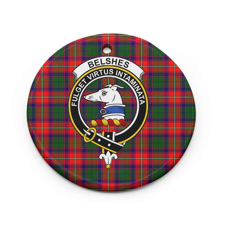 Scottish Belshes Clan Crest Tartan Ceramic Ornament Circle Shape Tartan Plaid