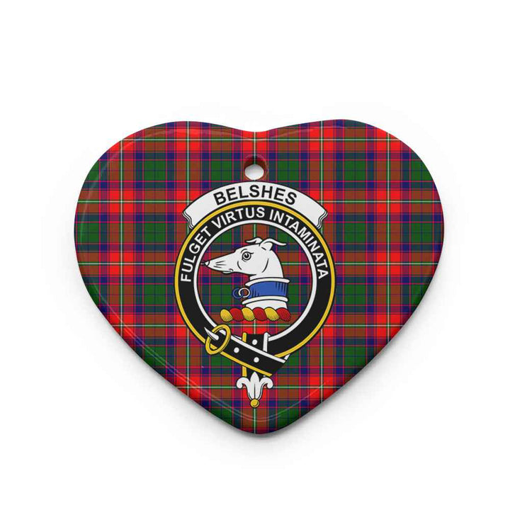 Scottish Belshes Clan Crest Tartan Ceramic Ornament Heart Shape Tartan Plaid