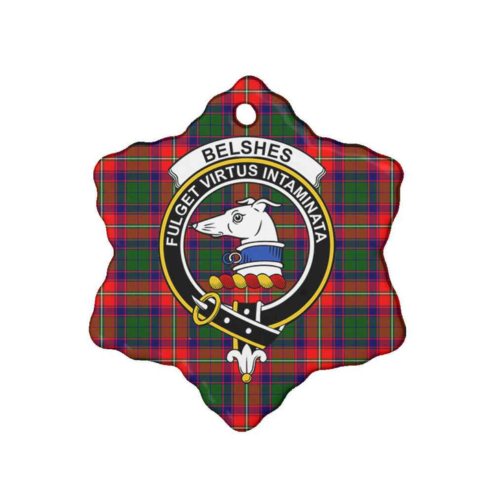 Scottish Belshes Clan Crest Tartan Ceramic Ornament Snow Flake Shape Tartan Plaid