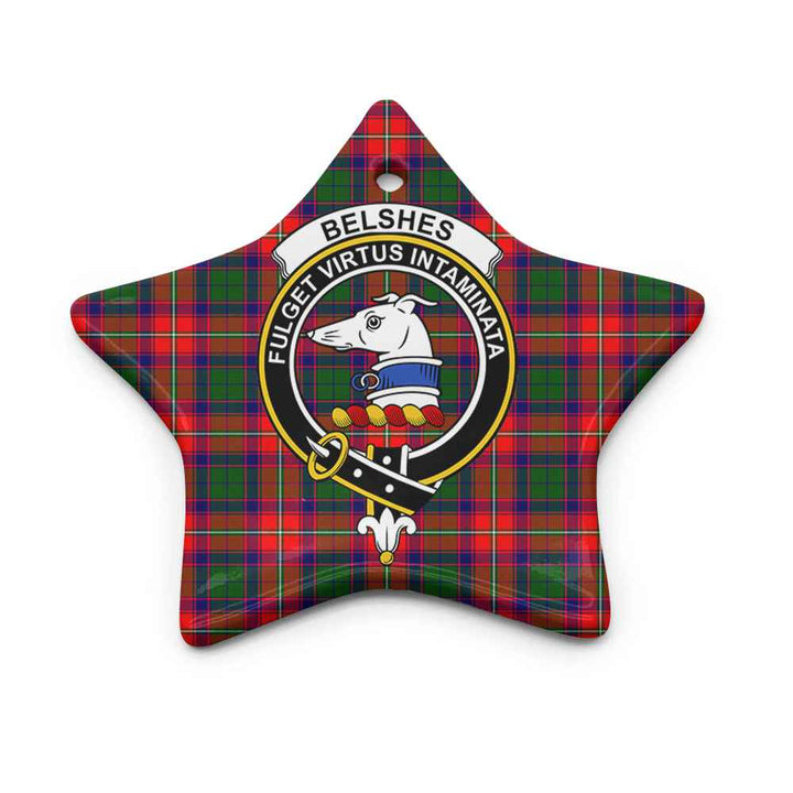 Scottish Belshes Clan Crest Tartan Ceramic Ornament Star Shape Tartan Plaid