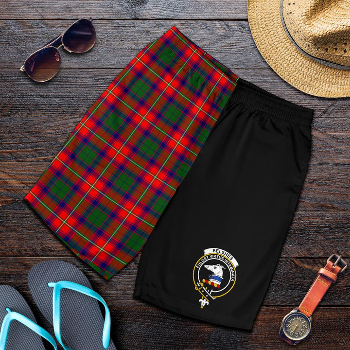 Scottish Belshes Clan Crest Tartan Half of Me Men's Shorts