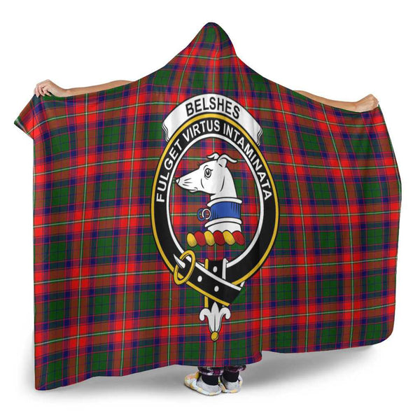 Scottish Belshes Clan Crest Tartan Hooded Blanket Tartan Plaid 2