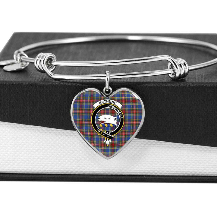 Scottish Bethune Clan Crest Tartan Bangle Heart Tartan Plaid 5