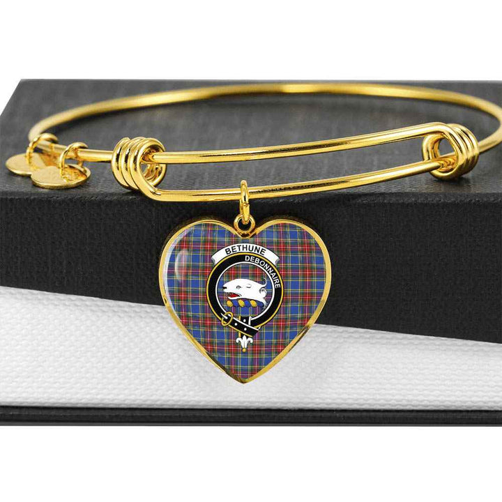 Scottish Bethune Clan Crest Tartan Bangle Heart Tartan Plaid 6