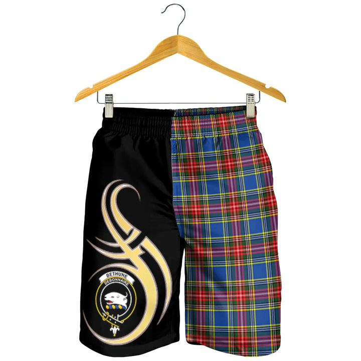 Scottish Bethune Clan Crest Tartan Believe in Me Men's Shorts