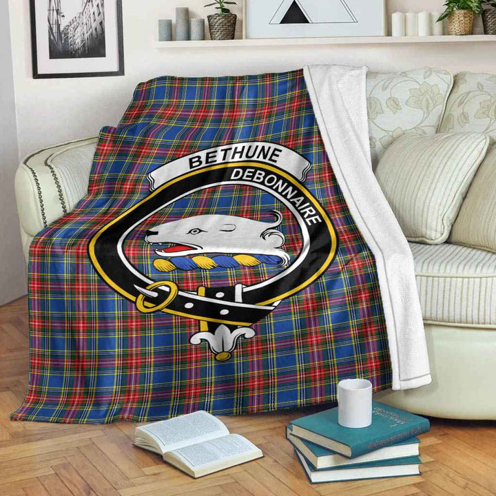 Scottish Bethune Clan Crest Tartan Blanket Tartan Plaid 2