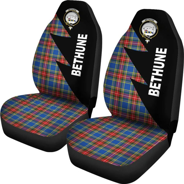 Scottish Bethune Clan Crest Tartan Car Seat Covers - Flash Style 2