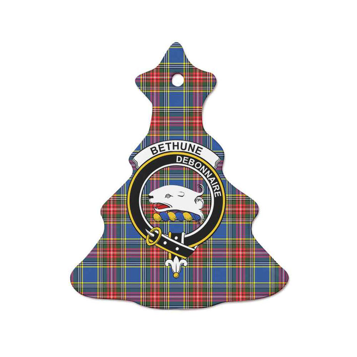 Scottish Bethune Clan Crest Tartan Ceramic Ornament Tree Shape Tartan Plaid