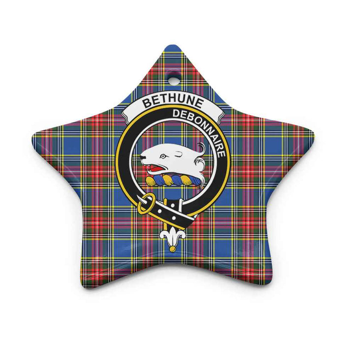 Scottish Bethune Clan Crest Tartan Ceramic Ornament Star Shape Tartan Plaid