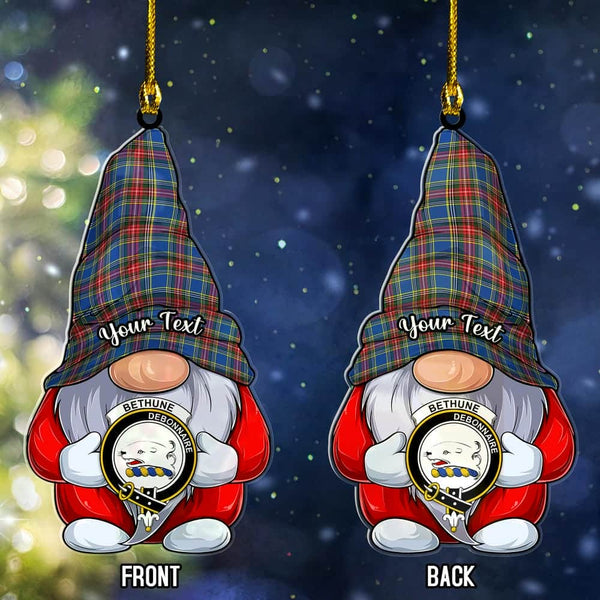Scottish Bethune Clan Crest Tartan Christmas Gnome Ornament Custom Personalized Tartan Plaid 1