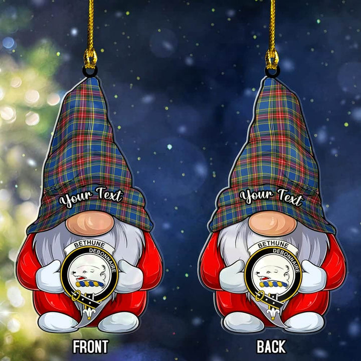Scottish Bethune Clan Crest Tartan Christmas Gnome Ornament Custom Personalized Tartan Plaid 1