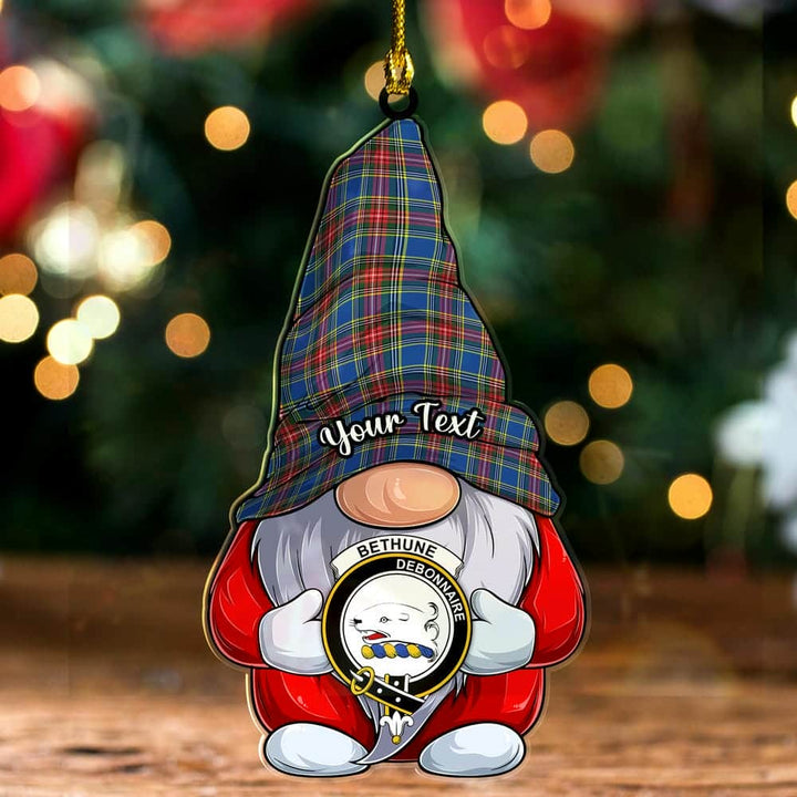 Scottish Bethune Clan Crest Tartan Christmas Gnome Ornament Custom Personalized Tartan Plaid 2